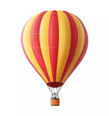 Obraz premium A simple, flat vector illustration of a red and yellow striped hot air balloon against a white background, with no shadows. 