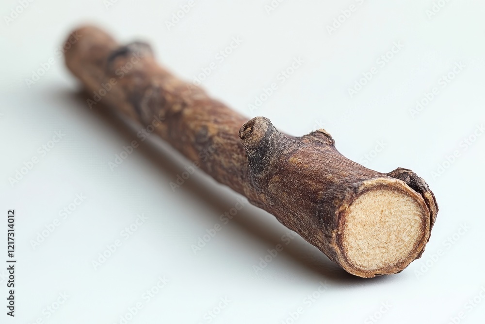 Poster a close-up of a natural stick with a textured surface and a smooth end.