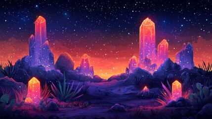 Immersing oneself in a crystal landscape teems with vivid colors, akin to an abstract wallpaper