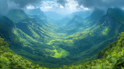 Record a beautiful landscape shot of the dense greenery of the grand Western Ghats in Karnataka