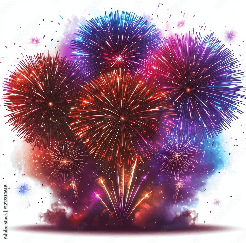 Poster a single, luminous fireworks explosion produced using ai