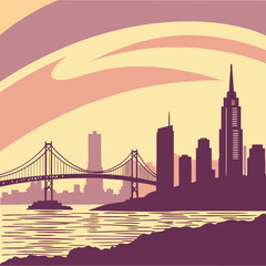 Gradient Skyline with Sunset Colors