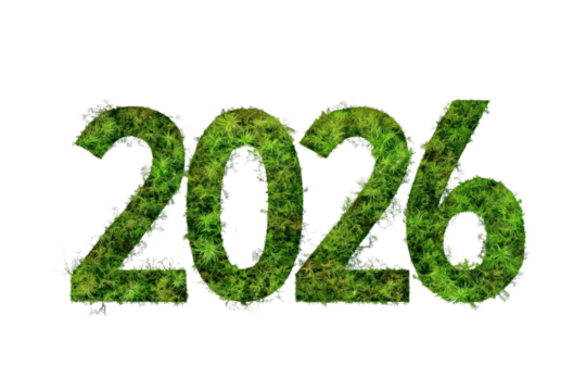 Year 2026 in the form of grass or greenery 