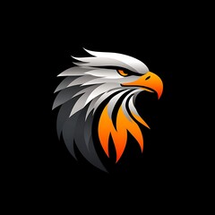 Obraz premium Stylized golden eagle with radiant feathers glowing brightly on black