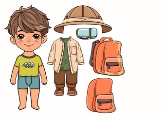 Paper doll with clothes 