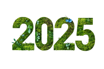 Year 2025 in the form of grass or greenery 