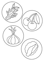 set of fruits and vegetables