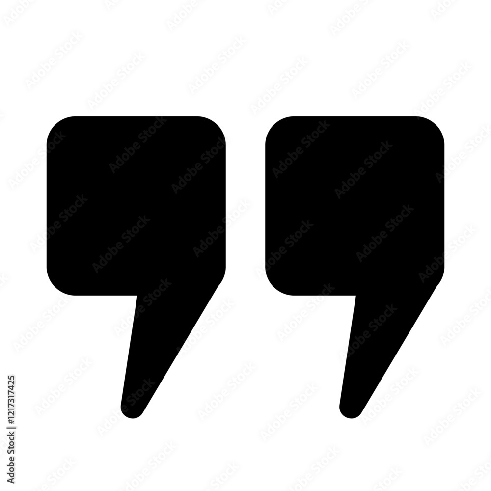 Fototapete the square quotation marks are highlighted in black on a white background. a speech bubble in the he