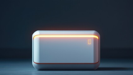 battery storage efficiency grid concept. Portable device with glowing accents