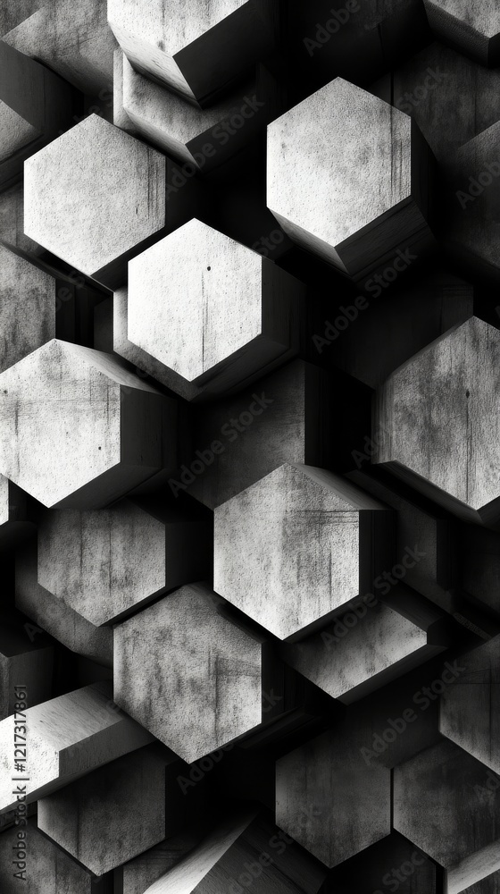 Poster textured hexagonal pattern in dark shades creates a modern and stylish backdrop for design projects