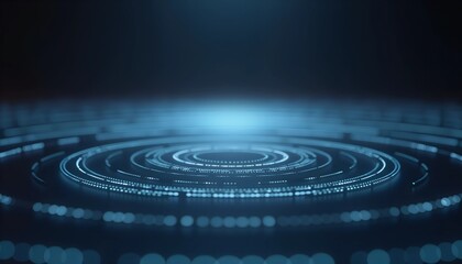 Fototapeta premium Smooth, glowing concentric lines in shades of blue illustrate the concept of radio waves in a serene, abstract environment. This visual captures a sense of calm and technological elegance