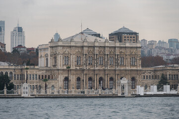 Obraz premium Dolmabahce Palace in Istanbul, Turkey. View from Bosporus, Besiktas district.