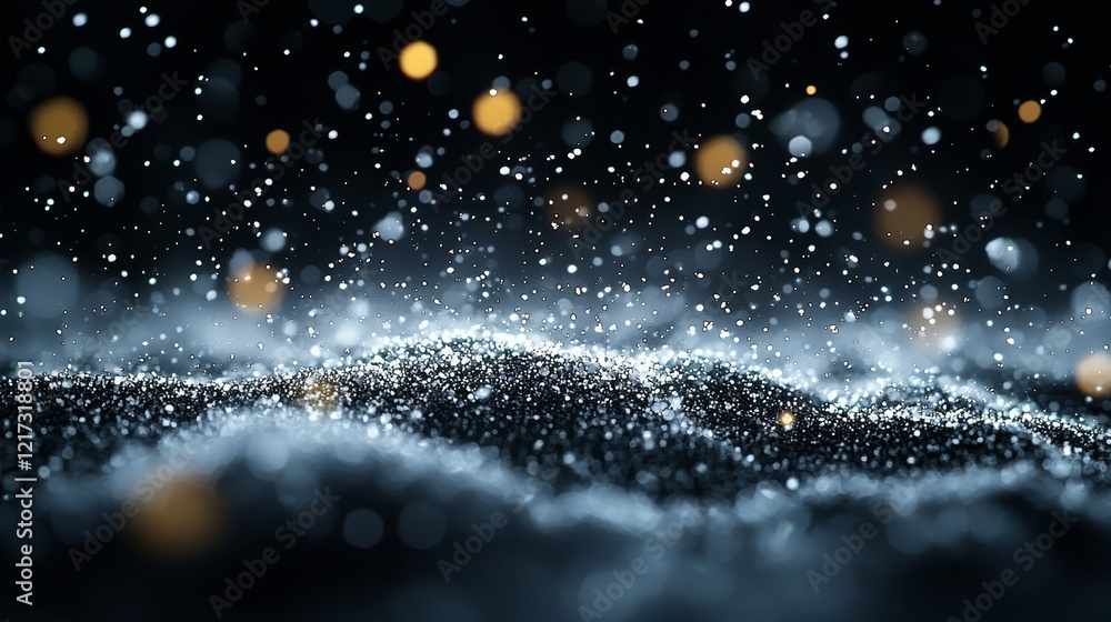 Poster realistic natural snowflakes gently falling from top to bottom - tranquil snow ideal for digital com