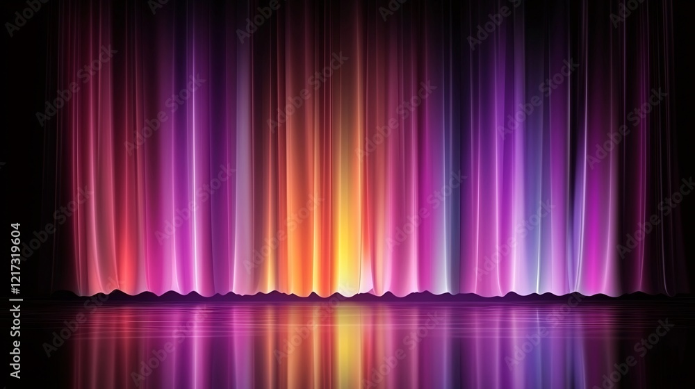 Poster vibrant vertical light beams create a captivating abstract scene with reflective surface