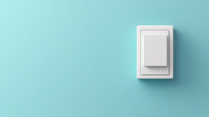 White light switch on blue wall; minimalist design
