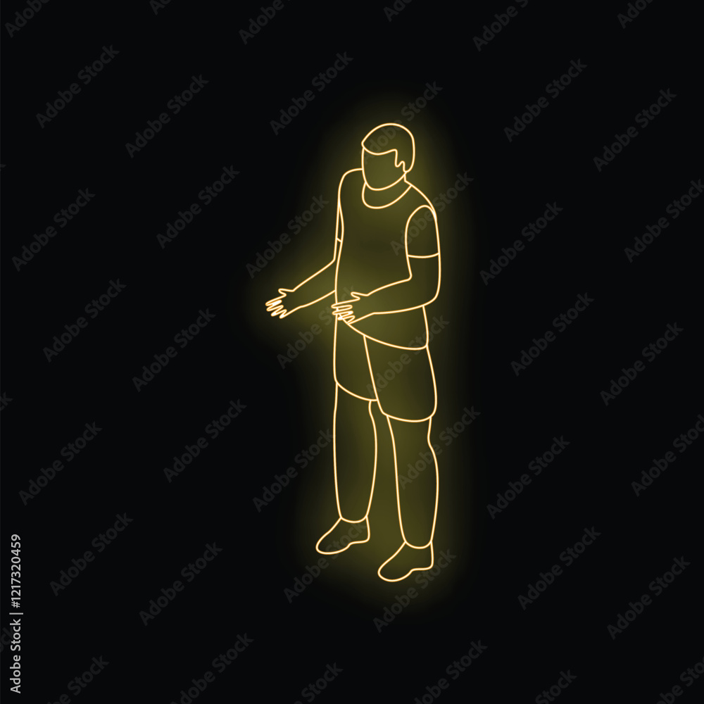 Poster neon style illustration of a man gesturing with his hands while explaining something