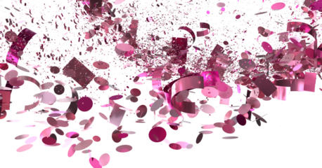 Vibrant pink confetti bursts across white. Perfect for celebrations, parties, and festive designs.