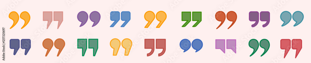 Fototapete a set of colored icons in the form of quotation marks on a white background. a set of quotation mark