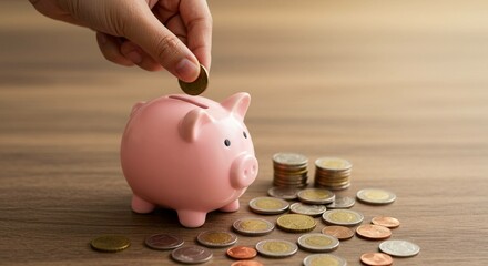 Saving Money in Piggy Bank