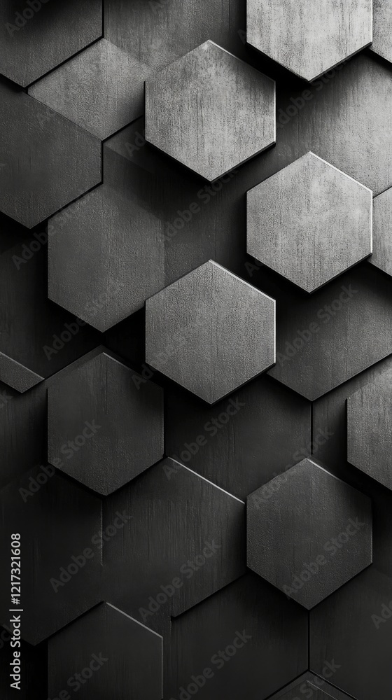 Poster textured hexagonal pattern in dark shades creates a modern and stylish backdrop for design projects