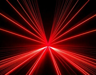  Red neon laser lights glowing vibrantly against a sleek black background