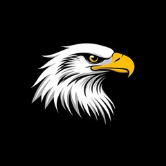 Fototapeta premium Golden eagle glowing brightly with radiant wings on shadowy background