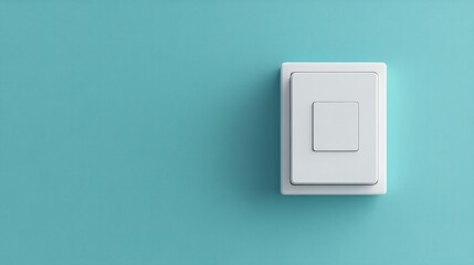 White light switch on teal wall, minimalist design (1)
