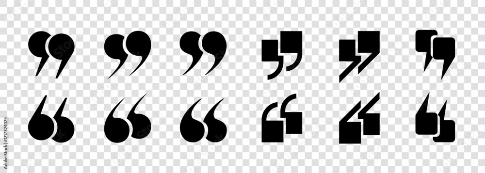 Fototapete the icons are round and square quotes in black on a transparent background. a set of linear icons, c