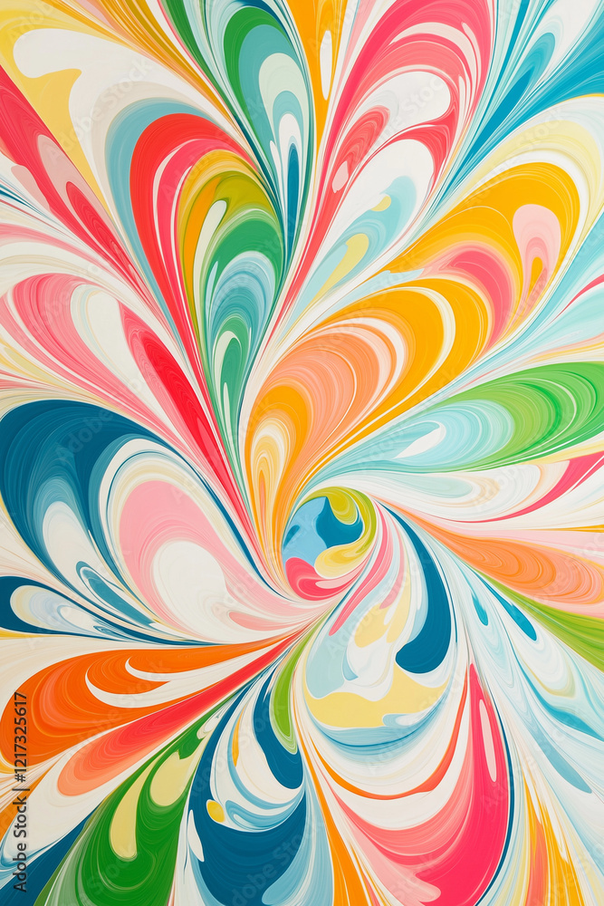 Poster vibrant swirling acrylic paint pattern abstract liquid marble texture with dynamic multicolor design
