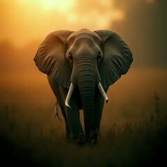 Obraz premium elephant at sunset