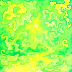Fototapeta premium The image displays an abstract, swirling pattern of yellow and green hues, evoking a sense of fluidity and movement.