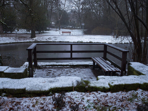 Der Ostpark in Frankfurt im Winter