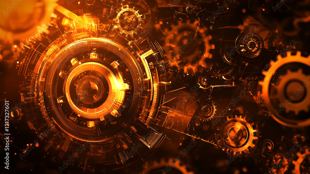 Poster abstract technology background encapsulates intricate interplay of industry, conceptual innovation, 