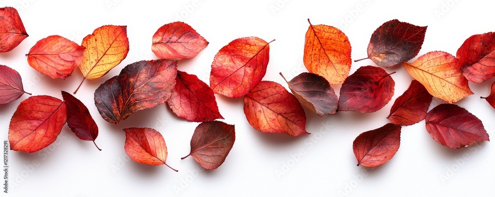 Poster a texture-overlayed image of fall leaves in autumn colors moving in the wind, set against a transpar