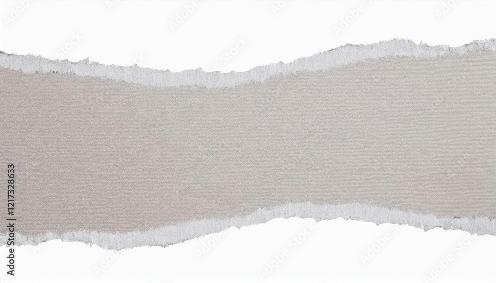 Poster torn paper edge with textured gray surface and white torn border, minimalistic background for design, scrapbooking, or collage projects