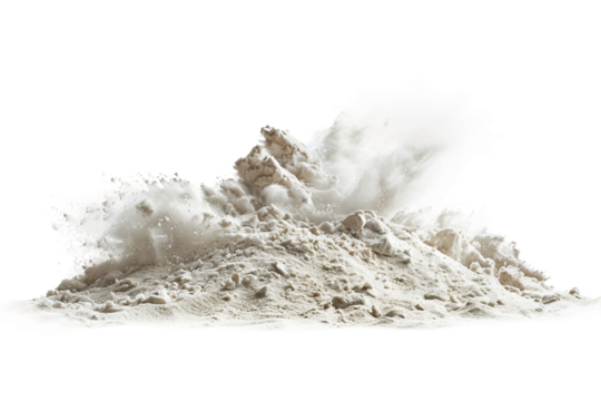 Most common constituent, silicon dioxide isolated on transparent background