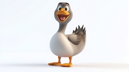 Obraz premium Happy cartoon duck character with a cheerful expression, standing upright and smiling.