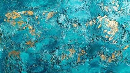 Naklejka premium Abstract teal and gold textured background, ideal for artistic designs and creative projects.
