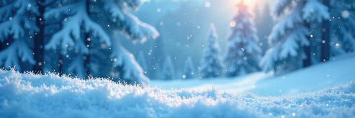 A blanket of blue snowflakes covers a peaceful winter landscape, snowflakes, winter, calm