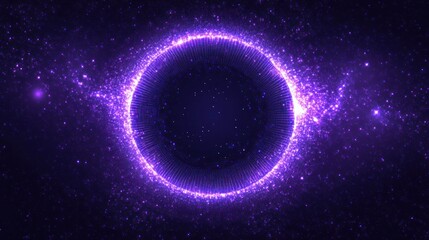 Glowing purple ring in space.