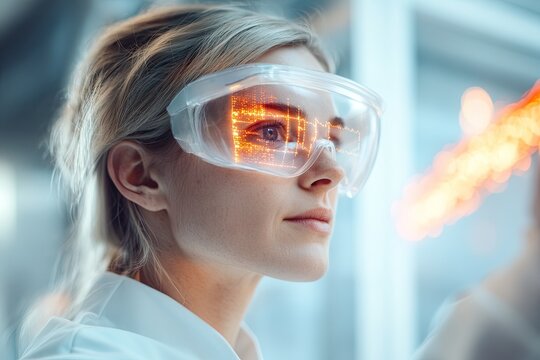 futuristic biotech station displaying live dna sequencing data with researcher analyzing glowing digital strand through