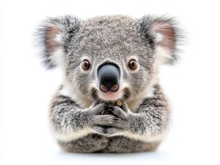 Fototapeta premium A cute koala holding something in its paws, showcasing its adorable features.