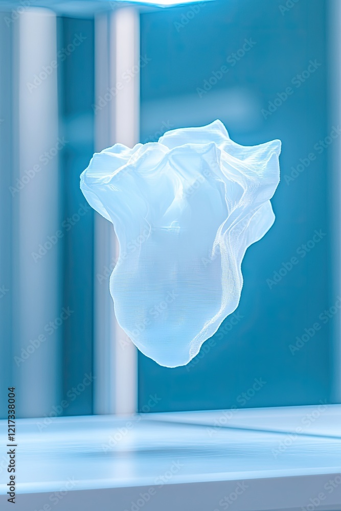 Aufkleber macro view of 3d-printed synthetic organ under laboratory analysis softly illuminated by sterile blu