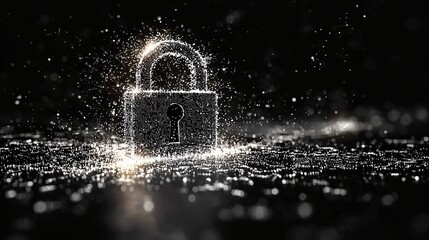 digital security lock animation with sparkling effects for cybersecurity concepts