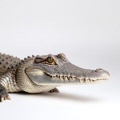 Obraz premium Toy crocodile and gharial crocodile with long snout isolated on white background for educational purposes