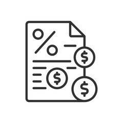 Debt, icon in line design. Debt, finance, liability, payment, loan, obligation, credit on white background vector. Debt editable stroke icon