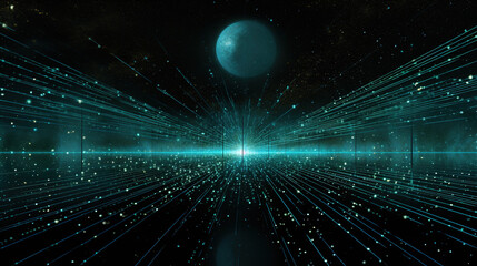 Digital Cosmic Tunnel with Glowing Lines