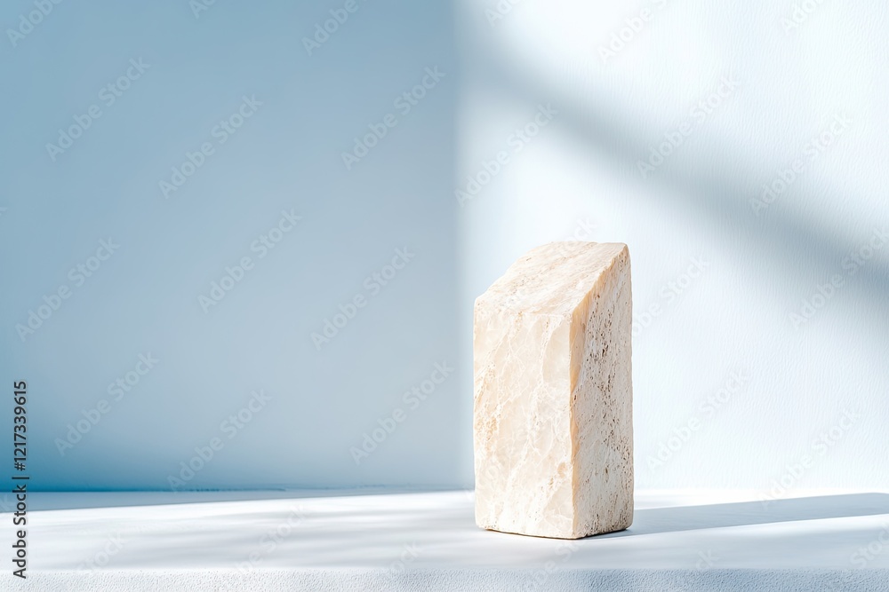 Poster single abstract shape elegantly carved from marble-like texture with minimalist finish