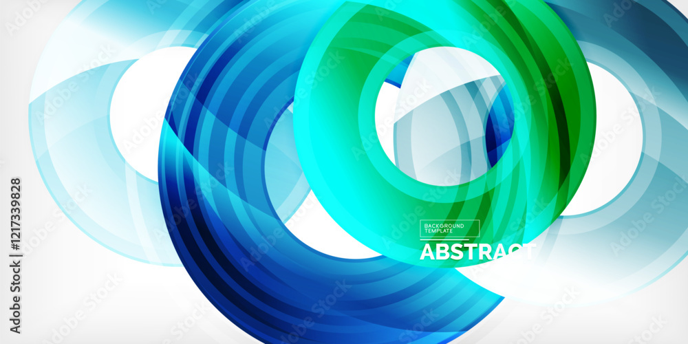 Poster bright colorful circles with light effects. abstract background