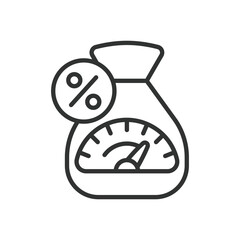 Credit score, icon in line design. Credit score, credit, finance, rating, debt, loan, banking on white background vector. Credit score editable stroke icon